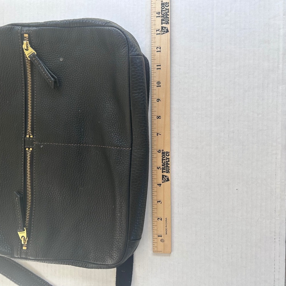 Fossil‎ Eric Foldover Tote Bag Women Large Black Pebbled Leather Crossbody - Picture 6 of 11